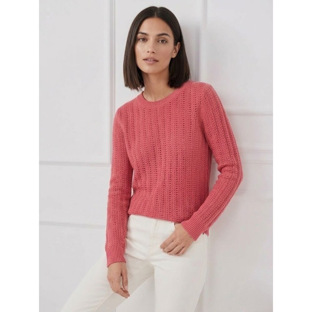 NWT J.MCLAUGHLIN Etta Cashmere Sweater in Maple Open Knit Pullover S